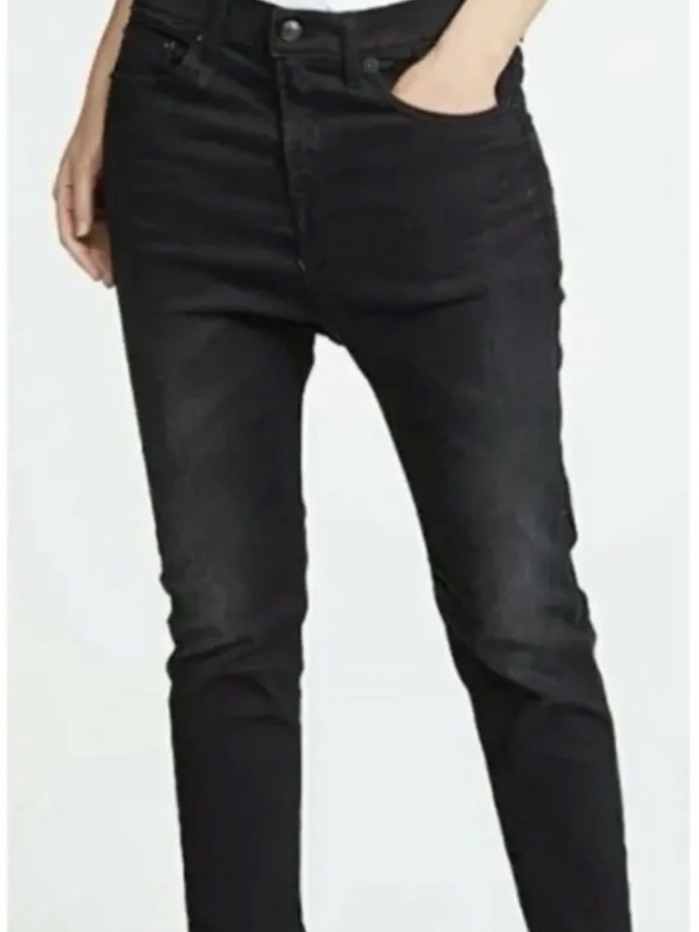 R13 The Drop Crotch Dusty Black  Skinny  Cropped Jeans Womens Size 26. Like New